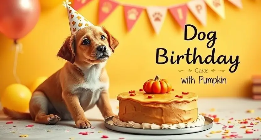 Dog birthday cake with pumpkin